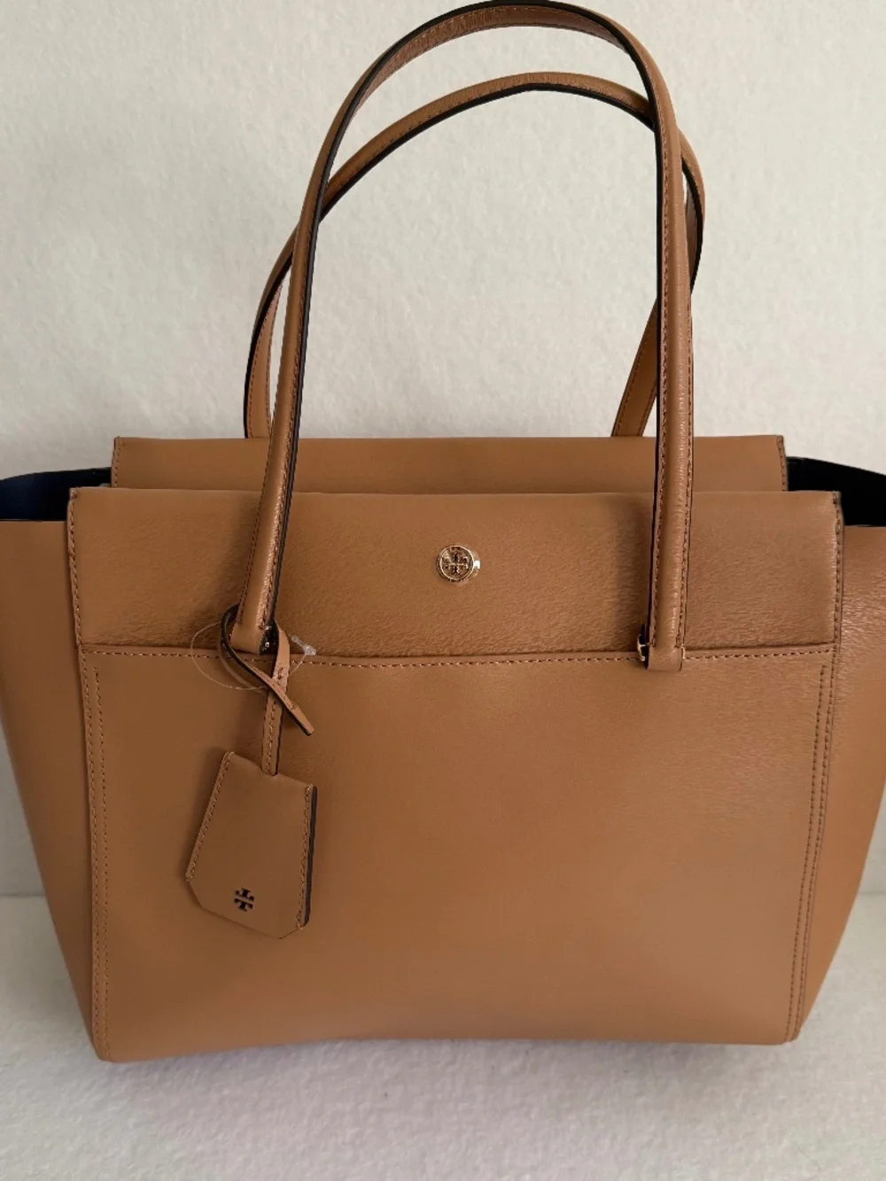 NWT Tory Burch Large Parker Leather Tote Bag in Cardamom Royal Navy Style 37169